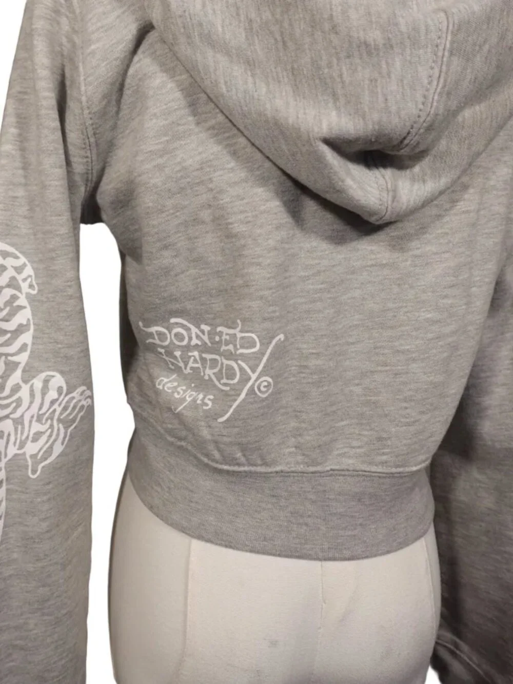 Ed Hardy "Tiger and Rose" Crop Gray Jacket (L) - Picture 6 of 6